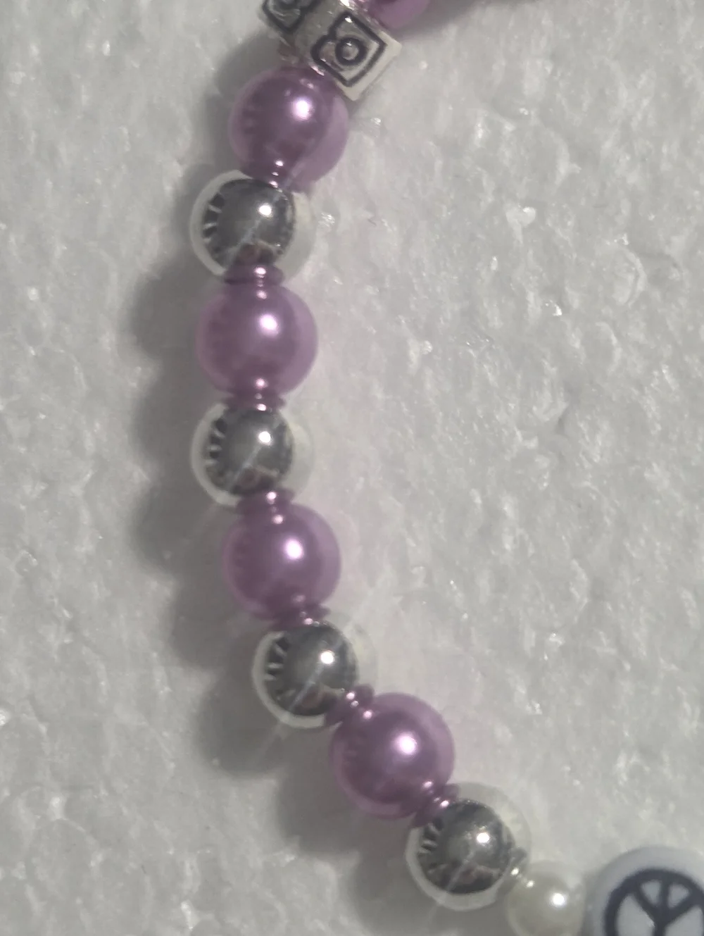 Handcrafted Kids 'BRAVE' Beaded Stretch Bracelet - Purple & Silver - Picture 8 of 8